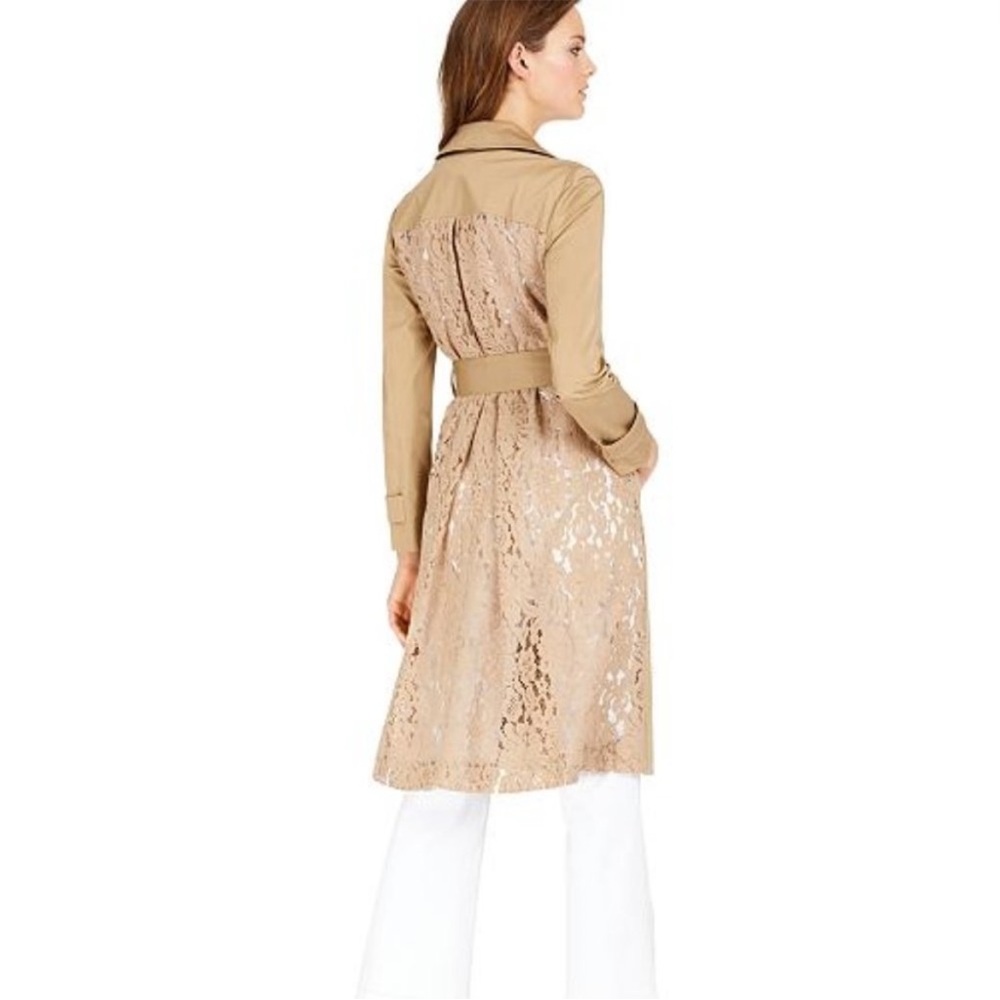 INC International Concepts Belted Lace Back Lightweight Trench Coat Size-1X